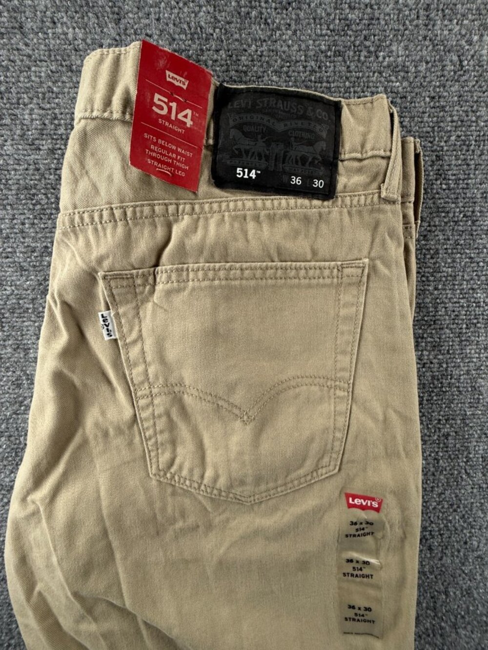 NWD Levi's 514 Straight Fit Jean Chinchilla Soft Washed Twill 36x30 Beige Men